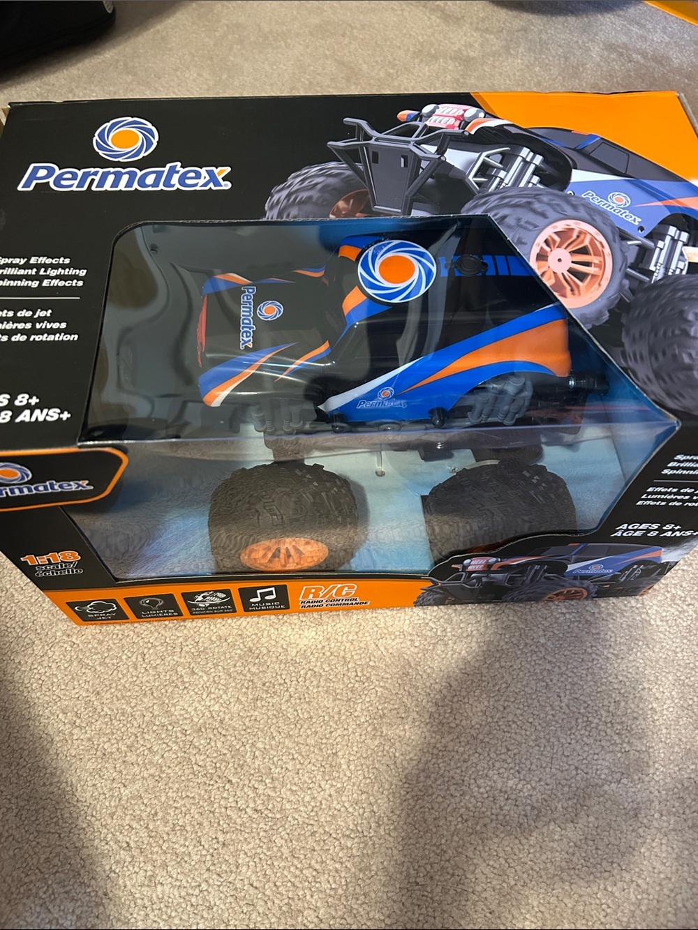 Kids Remote Control Monster Truck - Blue & Orange